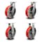 Service Caster 12 Inch Heavy Duty Red Poly on Cast Iron Wheel Caster Swivel 2 Rigid SCC, 2PK SCC-KP92S1230-PUR-RS-2-R-2 - alternate 1